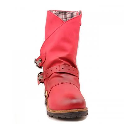 Red leather boots